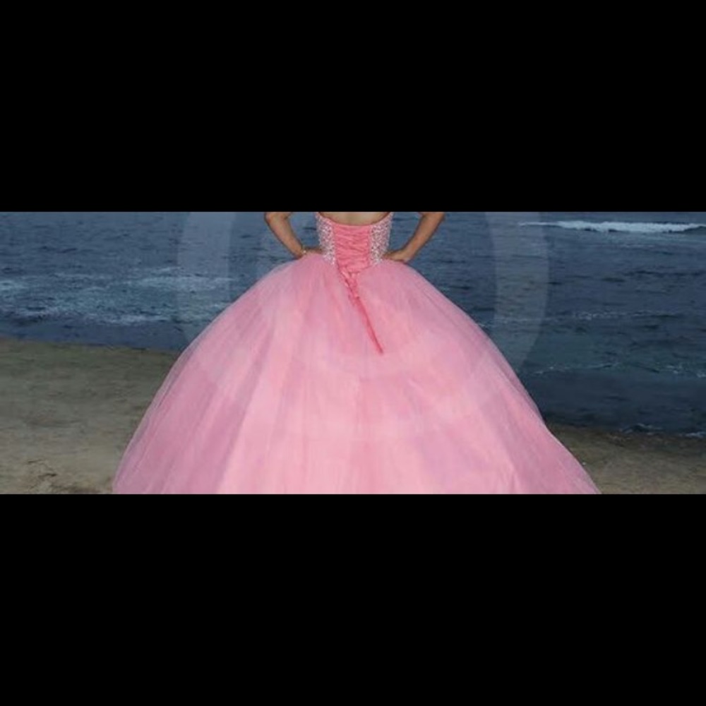Coral quinceañera dress